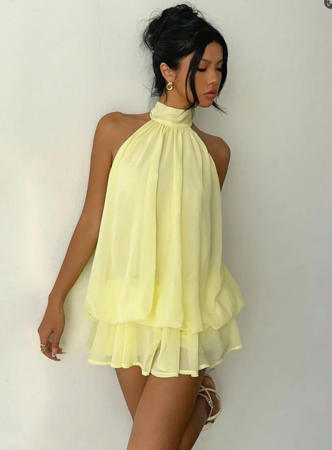 Backless Halter Tie-Waist Summer Dress