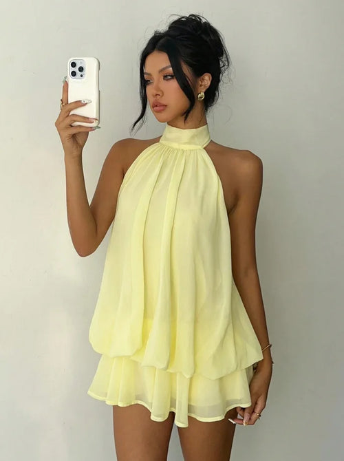 Backless Halter Tie-Waist Summer Dress
