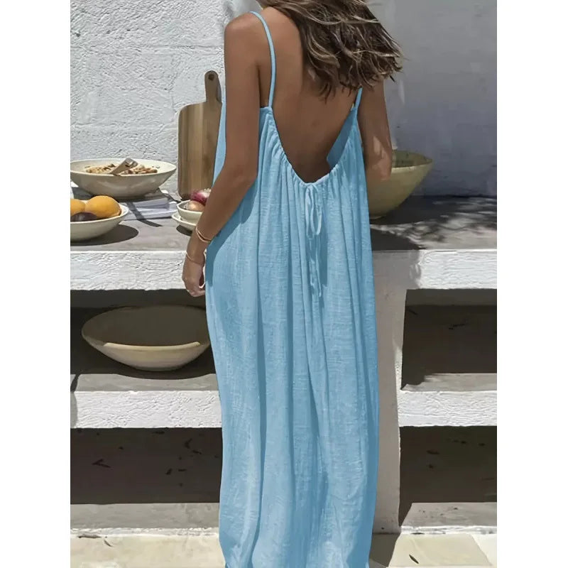 Strapless Backless Loose Maxi Dress
